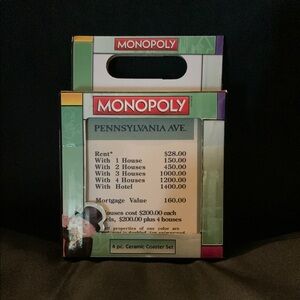 Hasbro Monopoly Ceramic Coaster Set of 4 - New